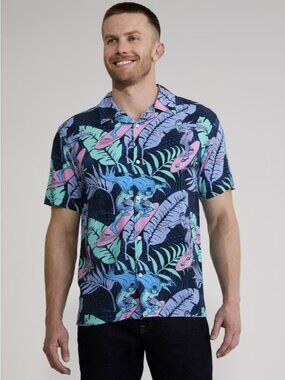 NEW Batman Graphic Hawaiian Shirt Floral Resort Button up Men's Size S Small Sho